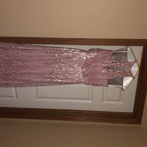 Blush gown with gold accents